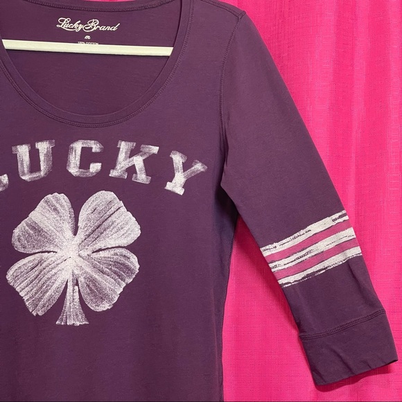LUCKY BRAND PURPLE CLOVER TSHIRT SIZE M - Picture 3 of 10